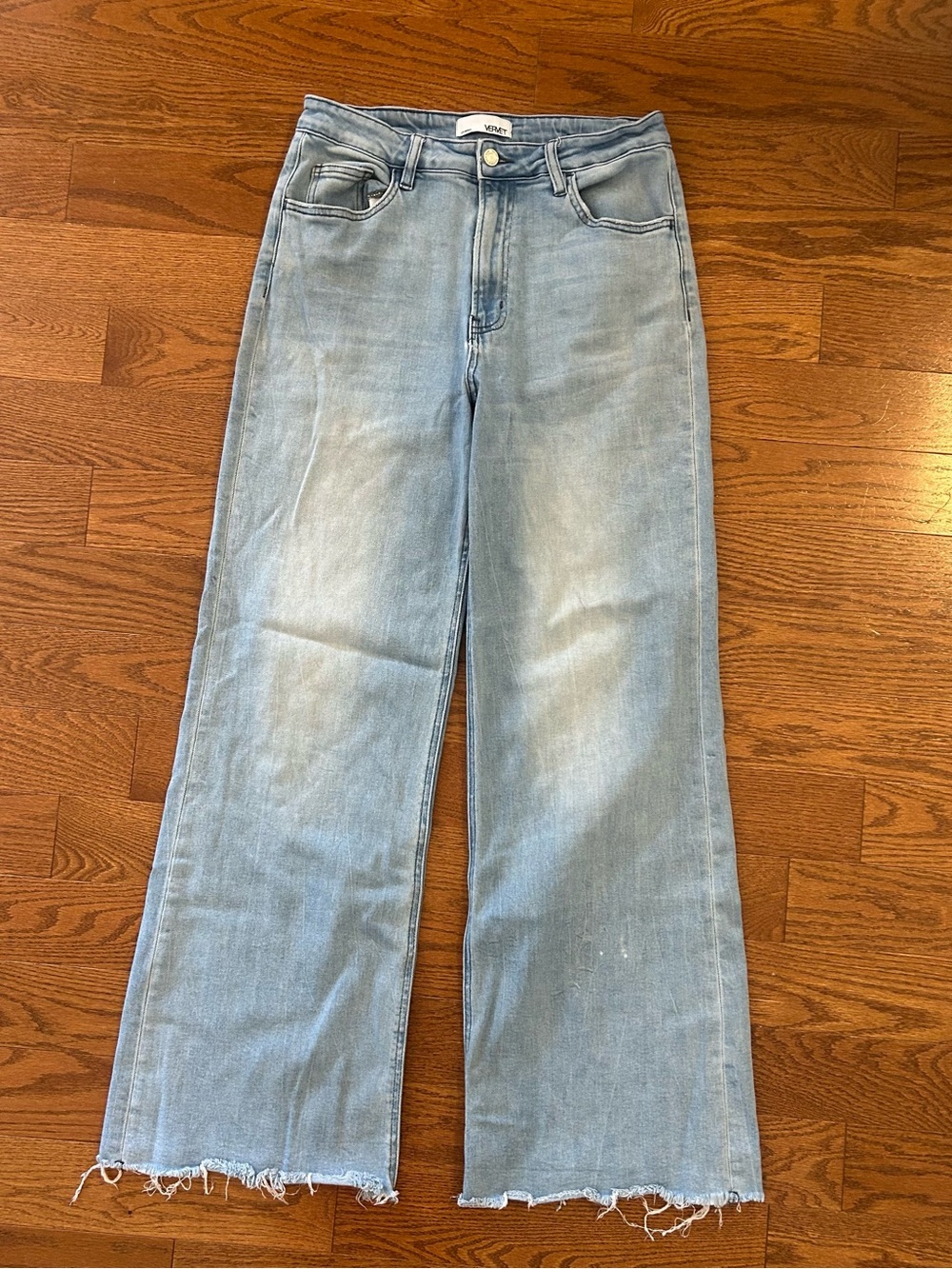 VERVET By Flying Monkey Super High Rise Raw Hem Wide Leg Jeans V2680N Work Song - Picture 5 of 10